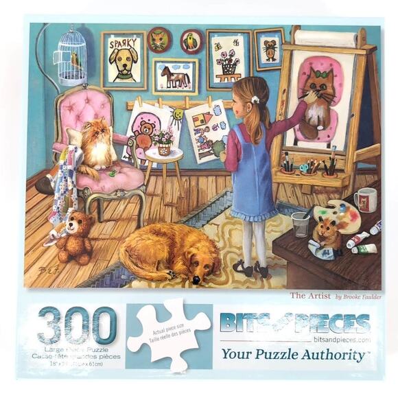 Bits and Pieces 300 Large Piece "The Artist" by Brooke Faulder Jigsaw Puzzle GUC - Picture 4 of 13